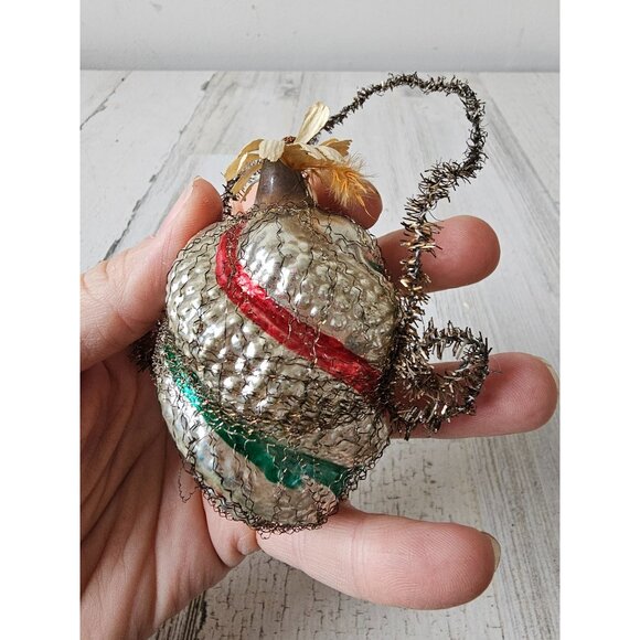 Antique tinsel mercury glass german spiral ornament axis tree with tinsel - Picture 6 of 9